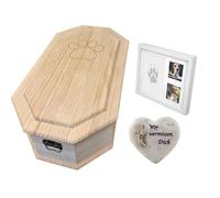 petbye Cercueil pour Animaux en Bois - Finition Naturelle, octogonal - Taille L pour Animaux de Compagnie - avec kit commémoratif d’Empreinte en plâtre