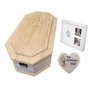 petbye Cercueil pour Animaux en Bois - Finition Naturelle, octogonal - Taille XXL pour Animaux de Compagnie - avec kit commémoratif d’Empreinte en plâtre