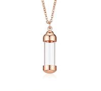 petbye Collier urne pour cendres, chaîne pour cendres, pendentif urne animale, fiole or rose, cylindre transparent, acier inoxydable