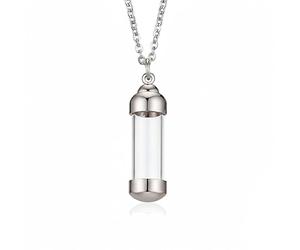 petbye Collier urne pour cendres, chaîne pour cendres, pendentif urne d'animal, en acier inoxydable, fiole argentée, cylindre transparent