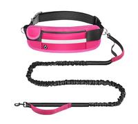 PETCOOZ Laisse Canicross Chien, Laisse Mains Libres Chien Élastique 160-220cm, Longe de Jogging Anti-tirons avec Couture Réfléchissante, Double Poignée, Ceinture Réglable pour Marche, Randonnée, Noir