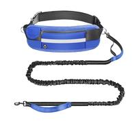 PETCOOZ Laisse Canicross Chien, Laisse Mains Libres Chien Élastique 160-220cm, Longe de Jogging Anti-tirons avec Couture Réfléchissante, Double Poignée, Ceinture Réglable pour Marche, Randonnée, Noir