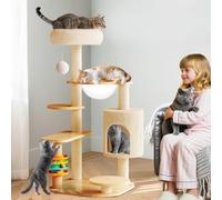 PETCUTE Arbre à Chat,Tour de Jeux pour Chats avec Capsules Spatiales,Plateformes en Peluche,Boules,Structure Robuste,Arbre à Grimper Multi-Niveaux Idéal pour 2-4 Chats