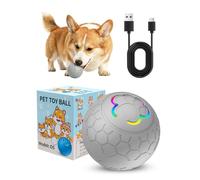 PETCUTE Balle Interactive Chien, Jouets Interactifs pour Chiens avec Lumière LED, 2 Modes de Jeu,Balle Rebondissante pour Chien en Mouvement, Rechargeable par USB,Gris