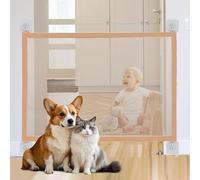 PETCUTE Barrière de Sécurité Chien,Porte Magique pour Chiens avec Les Crochets et Poteau Rétractable,Barrière pour Chien et Chat,Installer n'importe Où,Barrière de Sécurité Portable en Maille Pliable