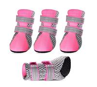 PETCUTE Bottes Chien de Protection Chaussures pour Chien Imperméables Chien Chaussure Respirantes Chausson Antidérapant(Rose XL-5.9 * 4.0 cm)
