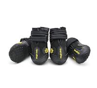 PETCUTE Bottes de Protection pour Chien,Protecteurs de Pattes de Chien Respirables,Bottes de Chien Antidérapantes Réglables et Lavables avec Poignets élastiques, pour Griffes Blessées(Noir 8#)