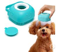 PETCUTE Brosse de Bain pour Chien et Chat,Leicht,Brosse de Bain en Silicone Souple pour Animaux de Compagnie avec Distributeur de Shampoing pour Chiens & Chats à Poils Courts/Longs,Bleu