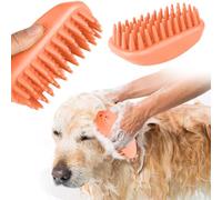 PETCUTE Brosse de Massage pour Chiens et Chats, Brosse de Bain pour Animaux Facile à Nettoyer,Antidérapant,Brosse Pour Chats à Poils Courts Et Longs,pour Lavage et Brossage,Orange