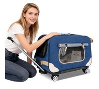 PETCUTE Caisse de Transport Chat avec roulettes, Sac de Transport pour Chien avec Poignée Télescopique,Tapis Amovible,Sac pour Chat avec Ceinture de Sécurité,Airline Approuvé