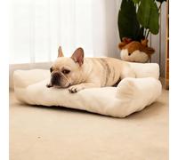 PETCUTE Canapé pour Chats et Chiens,Lavable Lit pour Chat,Moelleux suffisamment Rembourré,Coussin Doux et Respirant pour Chien Petits Chiens avec Fond Antidérapant,Blanc,S
