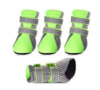 PETCUTE Chaussures pour chien - Protection des pattes - Imperméables - Antidérapantes - Avec sangle réfléchissante - Vert - Taille XL - 5,9 x 4 cm