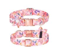 PETCUTE Collier de Chat et Chien en Coton Personnalisé,Collier pour Chien avec Fleur et Noeud Papillon Ajustable,Réglable Collier pour Animal Domestique