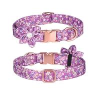 PETCUTE Collier de Chat et Chien en Coton Personnalisé,Collier pour Chien avec Fleur et Noeud Papillon Ajustable,Réglable Collier pour Animal Domestique