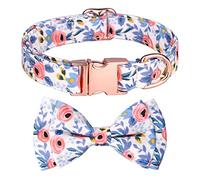 PETCUTE Collier de Chat et Chien en Coton Personnalisé,Collier pour Chien avec Fleur et Noeud Papillon Ajustable,Réglable Collier pour Animal Domestique