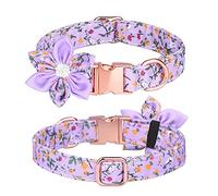 PETCUTE Collier de Chien en Coton Personnalisé,Collier Chat et Chien,Collier pour Chien avec Fleur et Noeud Papillon Ajustable,Réglable Collier pour Animal Domestique,Collier pour Chien avec Boucle