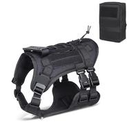 PETCUTE Harnais de Chien Anti Traction,Respirant Harnais Tactique Chien avec 2 Anneaux Métal,Réglable Harnais pour Petit Moyen et Grand Chien avec Poignée Confortable,Facile à Mettre