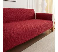 PETCUTE Housse de Canapé Imperméable Revêtement de Canapé Protege Canape,Housse pour Canapé avec Sangles élastiques,Couverture de Protection de Canapé,Lavable,Protège-Meubles(Rouge Vin,4 Places)