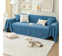 PETCUTE Housse de Canapé,Protection Sofa Polyvalent,Jeté de Canapé XXL Lavable,Protection Anti-Poils d’Animaux,Housse Universelle Four Seasons,Décoration Intérieure,pour Le Salon,Bleu,180 * 300cm