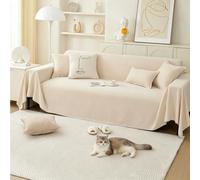 PETCUTE Housse de Canapé,Protection Sofa Polyvalent,Jeté de Canapé XXL Lavable,Protection Anti-Poils d’Animaux,Housse Universelle Four Seasons,Décoration Intérieure,pour Le Salon,Beige,180 * 180cm