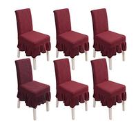 PETCUTE Housses chaises de Salle a Manger Extensibles Housse Chaise Elastique Protege chaises Salle a Manger Housses de Protection chaises Lot de 6 Vin Rouge