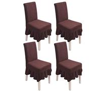 PETCUTE Housses chaises de Salle a Manger Extensibles Housse Chaise Elastique Protege chaises Salle a Manger Housses de Protection chaises Lot de 4 Marron foncé