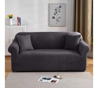 PETCUTE Housses de Canapé Extensible Housse Canapé Velours 3 Places épais Couvre Canapé Couvertures Protecteur de Canape Gris foncé