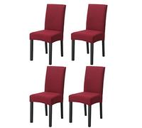 PETCUTE Housses de Chaise Extensibles Housse Chaise de Salle à Manger Protege Chaise Couvre Chaise Universel pour Bouquet de Mariage Hôtel Vin Rouge 4 pièces