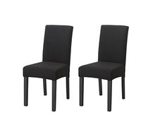 PETCUTE Housses de Chaise Extensibles Housse Chaise de Salle à Manger Protege Chaise Couvre Chaise Universel pour Bouquet de Mariage Hôtel Noir 2 pièces