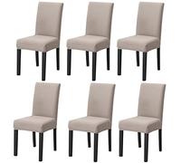 PETCUTE Housses de Chaise Extensibles Housse Chaise de Salle à Manger Protege Chaise Couvre Chaise Universel pour Bouquet de Mariage Hôtel Kaki 6 pièces