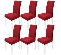 PETCUTE Housses de chaises Extensibles Housse Chaise Salle à Manger Elastique Protege chaises Salle a Manger Antidérapante Vin Rouge Lot de 6