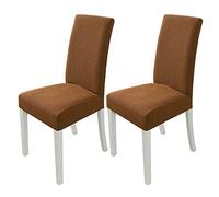 PETCUTE Housses de chaises Extensibles Housse Chaise Salle à Manger Elastique Protege chaises Salle a Manger Antidérapante Marron Clair Lot de 2