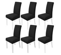 PETCUTE Housses de chaises Extensibles Housse Chaise Salle à Manger Elastique Protege chaises Salle a Manger Antidérapante Noir Lot de 6