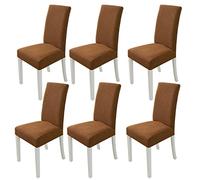 PETCUTE Housses de chaises Extensibles Housse Chaise Salle à Manger Elastique Protege chaises Salle a Manger Antidérapante Marron Clair Lot de 6