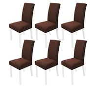 PETCUTE Housses de chaises Extensibles Housse Chaise Salle à Manger Elastique Protege chaises Salle a Manger Antidérapante Marron Lot de 6