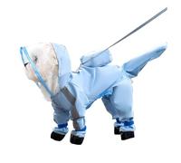 PETCUTE Imperméable pour Chien,Manteau De Pluie pour Chiens avec Capuche et Harnais,Quatre Pattes Manteau pour Chiens Imperméable avec Bandes Réfléchissantes,Veste de Pluie pour Chien avec Bouton