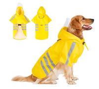 PETCUTE Imperméable pour Chien, Veste de Pluie à Capuche Transparente pour Chiens avec Trou pour Harnais,Ajustables,Imperméable,Vêtements pour Animaux de Compagnie avec Bande Réfléchissante,4XL