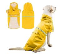 PETCUTE Imperméable pour Chien,Veste de Pluie pour Chien avec Capuchon,100% étanche et Coupe-Vent Manteau Imperméable pour Chiens avec des Bandes Réfléchissantes,Trou pour Harnais,Lavable en Machine