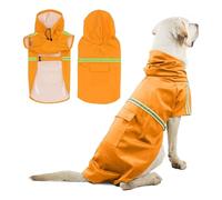 PETCUTE Imperméable pour Chien,Veste de Pluie pour Chien avec Capuchon,100% étanche et Coupe-Vent Manteau Imperméable pour Chiens avec des Bandes Réfléchissantes,Trou pour Harnais,Lavable en Machine