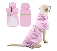 PETCUTE Imperméable pour Chien,Veste de Pluie pour Chien avec Capuchon,100% étanche et Coupe-Vent Manteau Imperméable pour Chiens avec des Bandes Réfléchissantes,Trou pour Harnais,Lavable en Machine