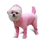 PETCUTE Imperméable pour Petit Chien avec Capuche, Manteau de Pluie pour Chien avec 4 Pattes,Imperméable Veste de Pluie pour Chiens avec Chaussons,Trou pour Laisse,Pomeranian, Shih Tzu,Chihuahua,XL