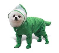 PETCUTE Imperméable pour Petit Chien avec Capuche, Manteau de Pluie pour Chien avec 4 Pattes,Imperméable Veste de Pluie pour Chiens avec Chaussons,Trou pour Laisse,Pomeranian, Shih Tzu,Chihuahua,M