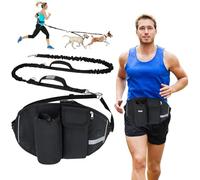 PETCUTE Laisse Mains Libres pour Chien, Ceinture Réglable de Laisse pour Chiens avec Sac de Ceinture,Couture Réfléchissante,Absorption de Choc, Idéal pour la Promenade et Le Jogging