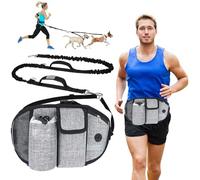 PETCUTE Laisse Mains Libres pour Chien, Ceinture Réglable de Laisse pour Chiens avec Sac de Ceinture,Couture Réfléchissante,Absorption de Choc, Idéal pour la Promenade et Le Jogging