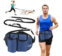 PETCUTE Laisse Mains Libres pour Chien, Ceinture Réglable de Laisse pour Chiens avec Sac de Ceinture,Couture Réfléchissante,Absorption de Choc, Idéal pour la Promenade et Le Jogging