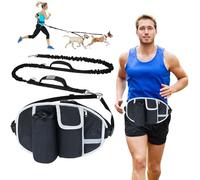 PETCUTE Laisse Mains Libres pour Chien, Ceinture Réglable de Laisse pour Chiens avec Sac de Ceinture,Couture Réfléchissante,Absorption de Choc, Idéal pour la Promenade et Le Jogging