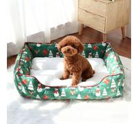 PETCUTE Lit de Noël pour Chat,Lit pour Chien de Taille Moyenne,Lavable,Chaud et Doux,Canapé pour Chiens en Peluche avec Fond antidérapant,Panier Douillet pour Animaux,Vert,L