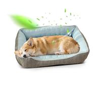PETCUTE Lit Orthopédique pour Chien de Taille Moyenne,Anti-anxiété,Frais Paniers pour Chiens avec Fond Antidérapant,Lavable Canapé pour Chien Grande Taille,Convient pour l'été(Bleu,M)