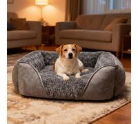 PETCUTE Lit Orthopédique pour Chiens de Taille Moyenne, Lavable Canapés pour Chien,Lit pour Animaux Domestique avec Fond Antidérapant,Coussin Anti-anxiété pour Petit Moyen Chiens et Chats,Gris,2XL