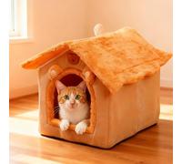 PETCUTE Lit pour Chat d'Intérieur, Niche Pliable pour Chat avec Fond Antidérapant et Résistant à l'eau,Lavable Maison pour Chats d'intérieur avec Coussin Amovible,M